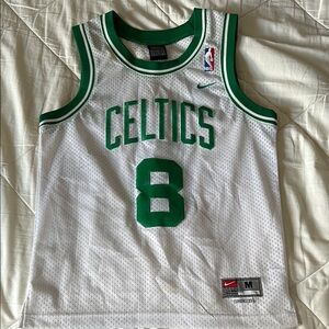 Nike White and Green Celtics Basketball Jersey
